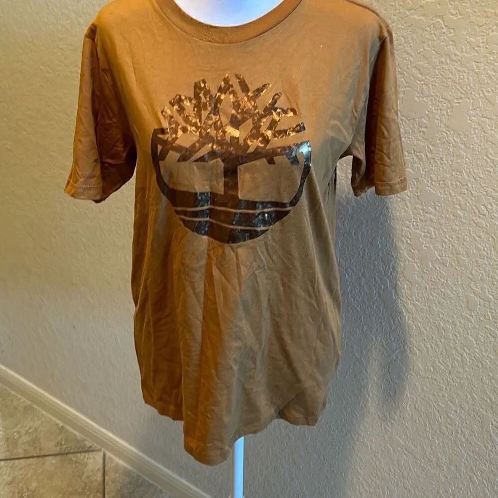 Timberland Youth L Short Sleeve Tree Logo Graphic Tee Caramel Brown Streetwear